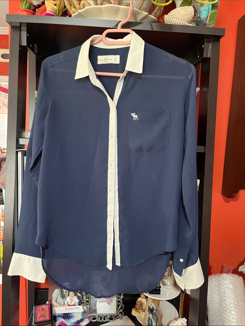 Abercrombie & Fitch Blue Sheer Blouse W/ Buttons - Size XS